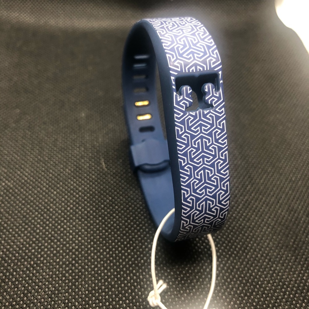 Tory Burch blue silicone Fitbit bracelet